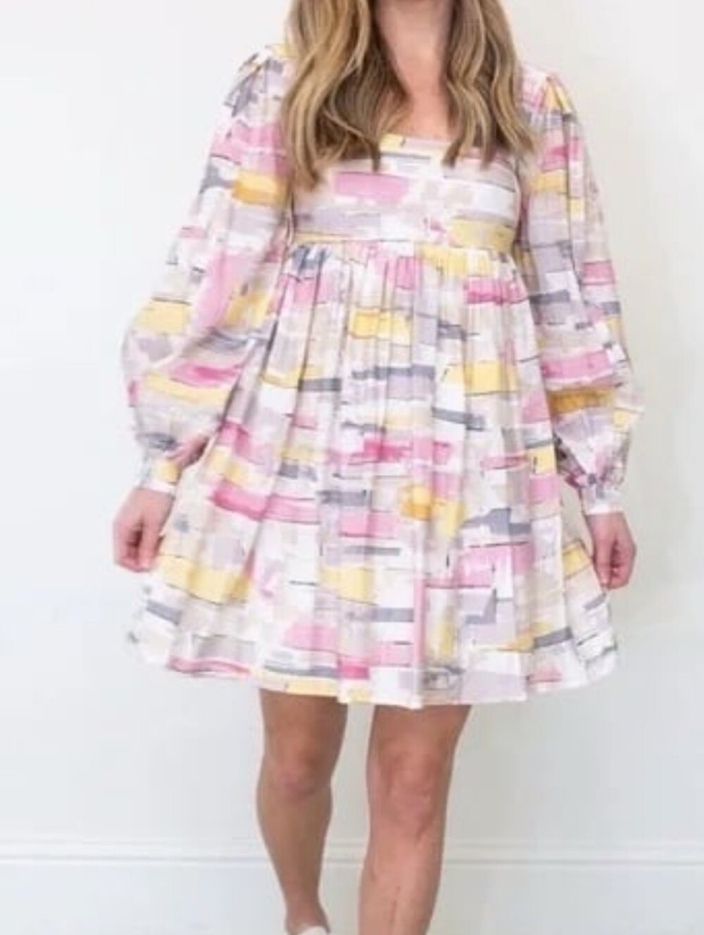 NWT Moon River Pastel  Square-Neck Airy Dress in Pink, Yellow Sundress Medium